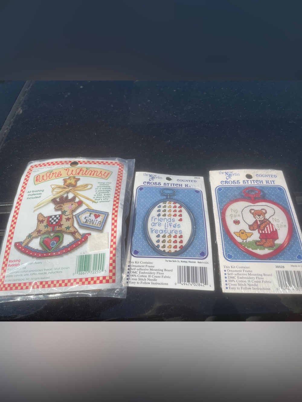 Counted Cross Stitch Kits - Festive Rocking Horse & Two Holiday Designs set/3